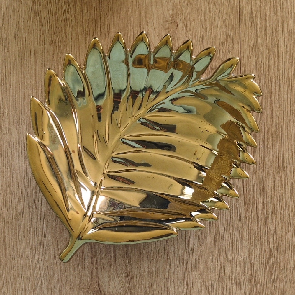 Gold Leaf-Shaped Decorative Plate